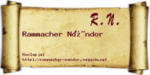 Rammacher Nándor névjegykártya